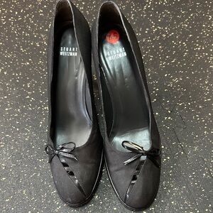 Stuart Weitzman Black Heels with Bow Detail